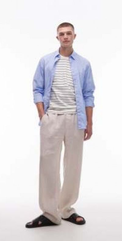 Arket ARKET linen drawstring relaxed pants in beige-Neutral
