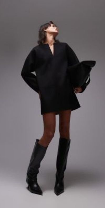 leather combo dress Linnie Knit Faux Leather Combo Pleated Mini Dress main image 1