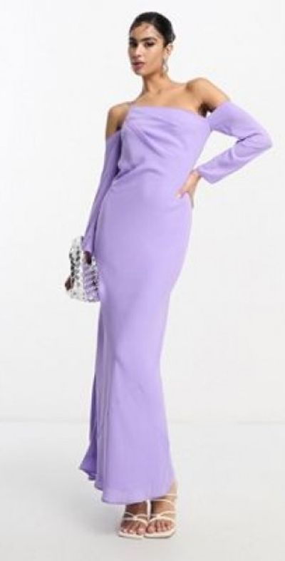 asos purple maxi dress ASOS Design - Mesh Long Sleeve Maxi Dress - Women - Polyester/Spandex - 6 US