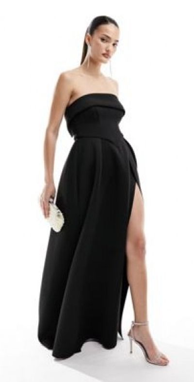 sachin and babi light blue dress ASOS DESIGN square neck softline long sleeve midi dress in black