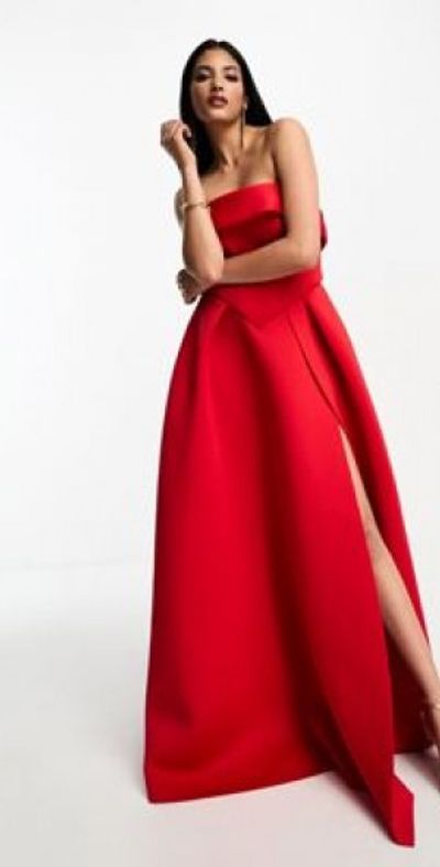 knee length dresses for ladies Rent ASOS DESIGN Satin Cowl Neck Maxi Dress With Ruching Detail In Dark Red