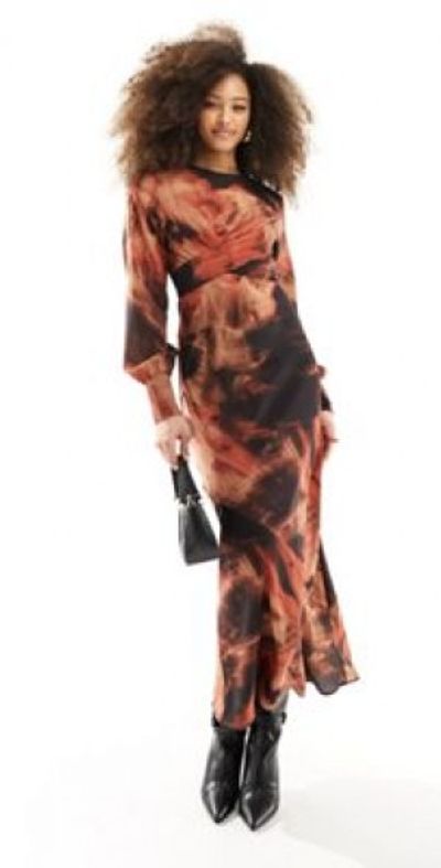 knee length dresses for ladies Pink Dip Dye Print Maxi Dress  Gabi Swimwear
