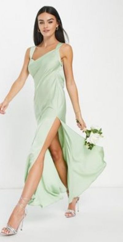 blue dress for baby girl Elegant Asymmetrical Sage Green Chiffon Arabic Evening Dress SF051 Blue / 18