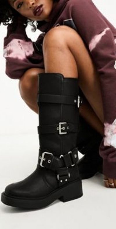  Black Multi-Buckle Ankle Boots ASOS Rocker And Roller Western Buckle Ankle Boots in Black  main image 2