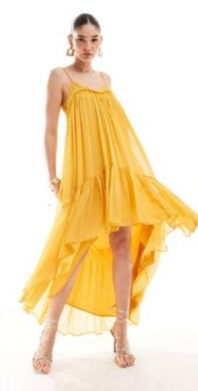 sachin and babi light blue dress ANTHROPOLOGIE HUTCH Watermelon Hi-Lo Chiffon Maxi