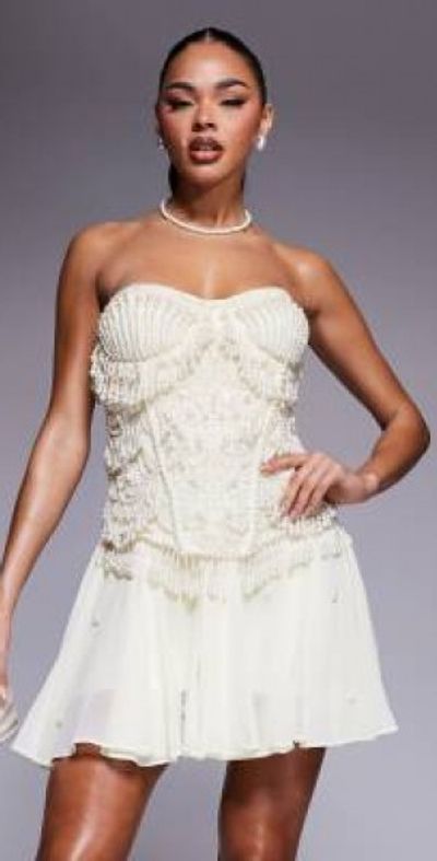 white christmas dresses Lace Mesh Corset Bandeau Mini Dress – AnotherChill main image 1