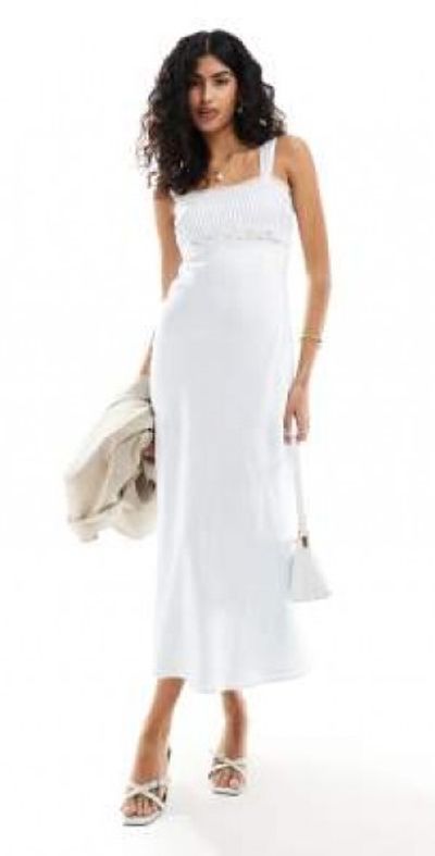 chinese dress ladies Rent Asos Design Lace Insert Belted Mini Dress With Button Detail In White