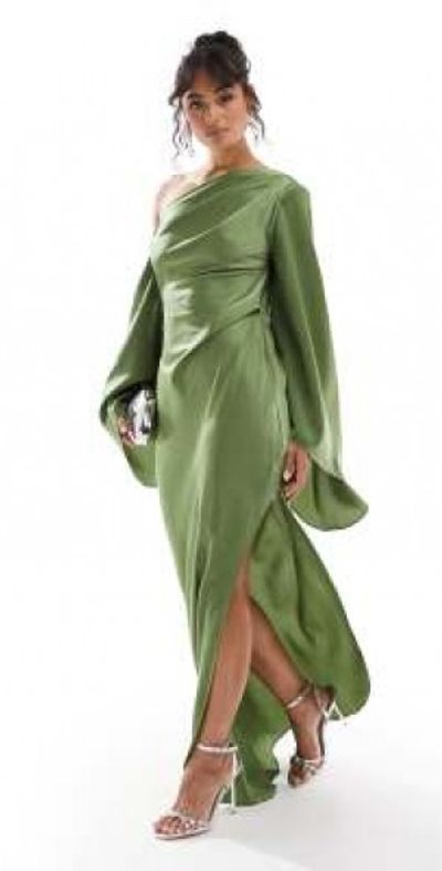 ASOS DESIGN extreme one shoulder satin maxi dress with