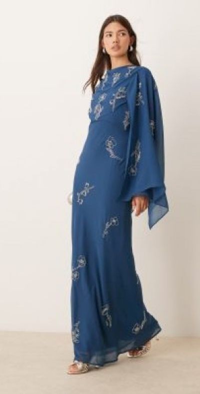 asos blue floral maxi dress ASOS DESIGN scoop neck tie front maxi dress in blown out blue floral