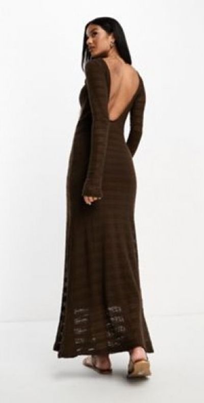 ladivine burgundy dress Monroe Maxi Dress with Long Sleeves in Chocolate Brown- Bump Friendly *Final Sale* X-Small main image 0