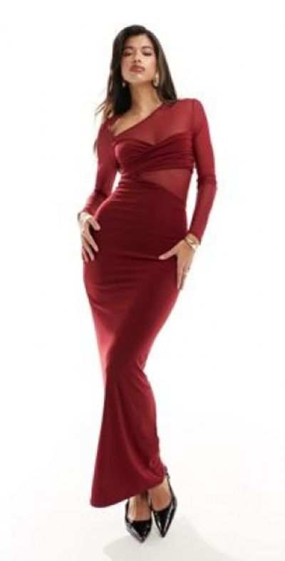 chinese dress ladies Ruched Mesh Midi Dress main image 0