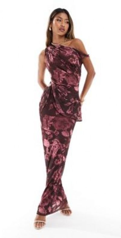 asos pink floral maxi dress ASOS DESIGN long sleeve maxi dress in pink floral print