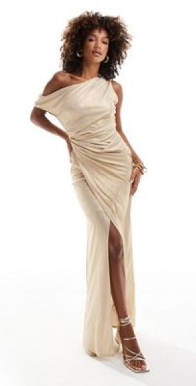 asos gold satin dress ASOS DESIGN