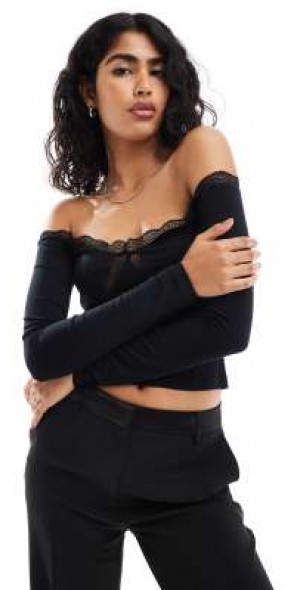 asos black off the shoulder top