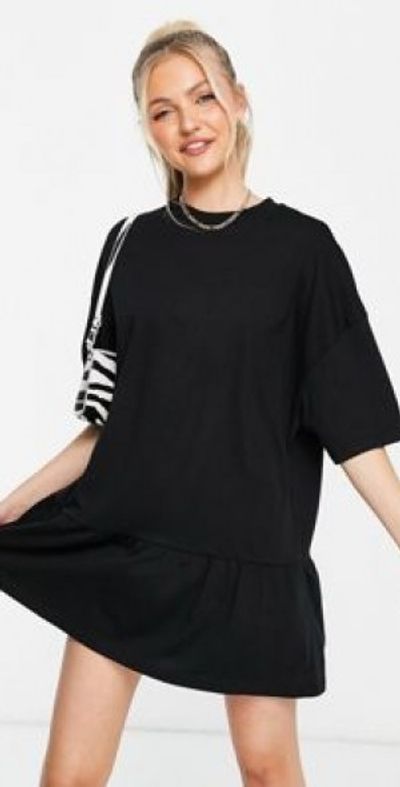 asos black t shirt dress ASOS Design - Long Sleeved T-Shirt Dress - Women - Cotton - XS
