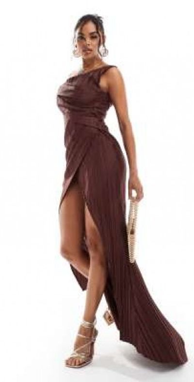 open lace back dress Wine One-Shoulder Draped Midi Dress 5XL