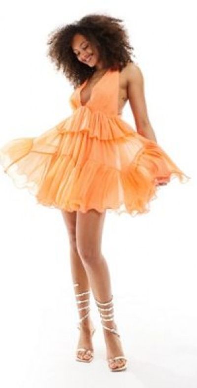 open lace back dress Mini Dress Pleated Strapless Dress Coral Dress Spring Dress Women's Casual  at Amazon Women's Clothing store