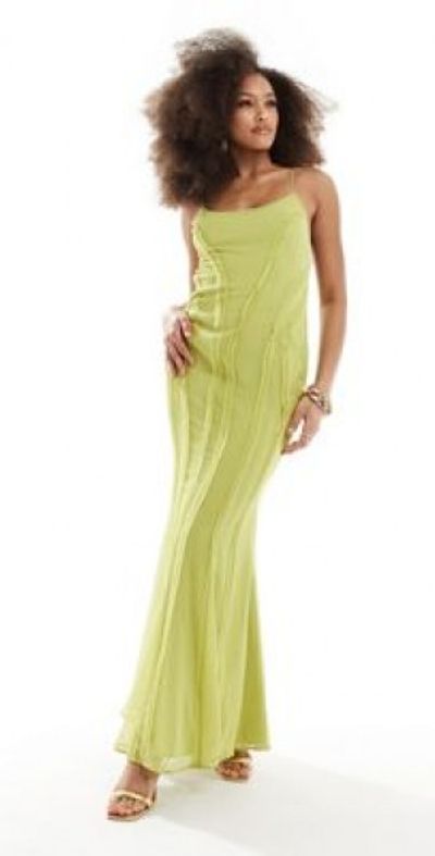 green emerald velvet dress Olive Green Midi Formal Dress Minimalist A Line Spaghetti Straps Sleeveless  Stretch Satin Formal Dress main image 1