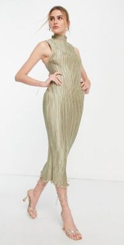 sage green high neck dress Elegant Sage Green Halter Neck Beaded Evening Dress LA72737 Sage Green / 8
