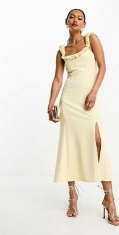 chinese dress ladies CLARISSE 8155 Lemon Yellow Chiffon Dress – Formalwear Outlet main image 0