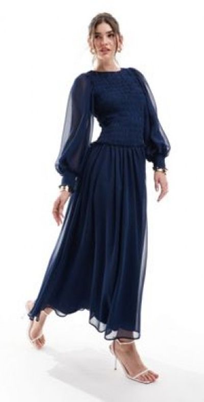 blue midi dress asos Gothic Navy Blue Velvet Evening Gown with Tulle