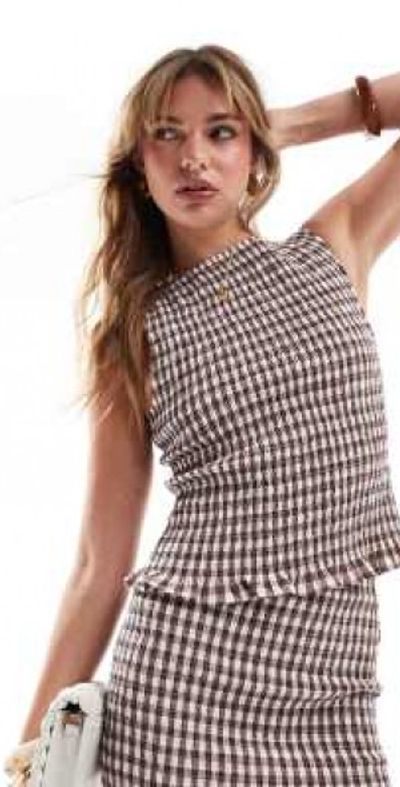 brown gingham dress asos Latte Gingham Heidi Dress Medium