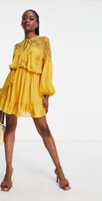 white cotton mini dress LESET Pointelle Square Neck Mini Dress in White in Cotton