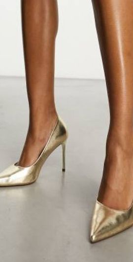 ASOS DESIGN ASOS DESIGN Wide Fit Paphos pointed high heeled pumps in gold