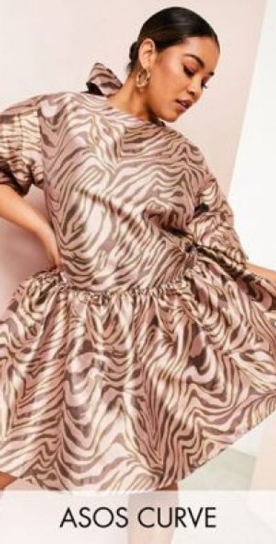 knee length dresses for ladies Asos Design Embellished Smock Mini Dress With Gold Linear Embellishment main image 1