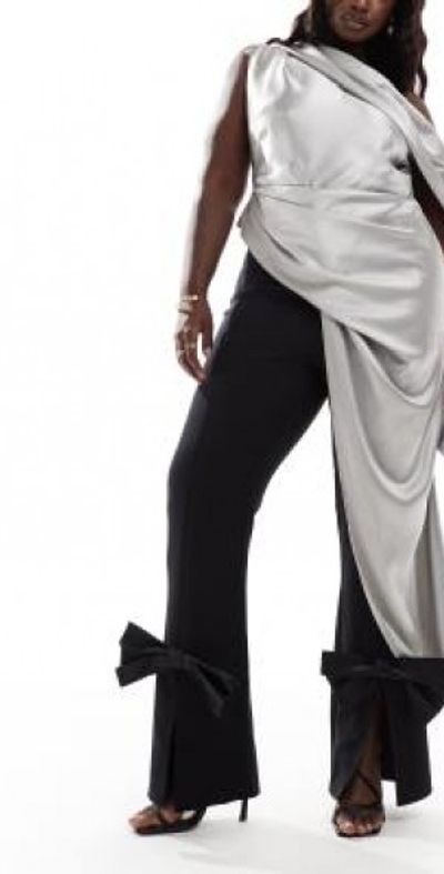 ASOS LUXE Curve tailored pants with satin bow in black part of