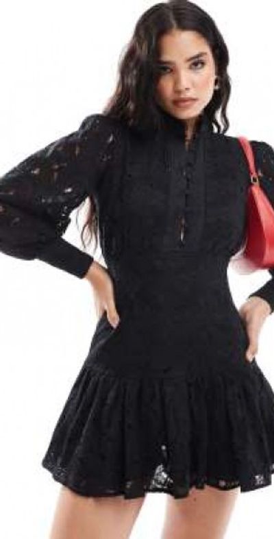 Bardot - lace mini dress in black