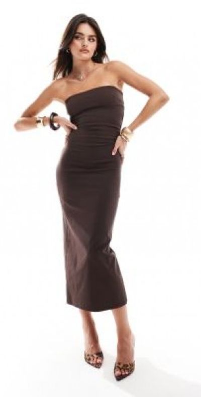 bershka brown dress NIMA DOTS | Brown Polka Dot Maxi Dress