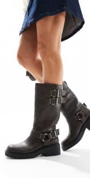 Biker Beige Stiefeletten Bershka Damen Bershka Stiefel Ab 36 € Lyst DE