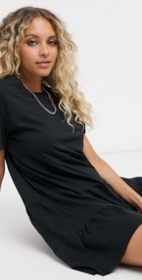 bershka jersey t shirt dress in khaki