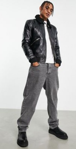 Bolongaro Trevor - Colton bomber leather jacket-Black