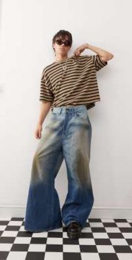 Cheap Monday Cheap Monday Rad Super wide leg jeans in grime blue wash