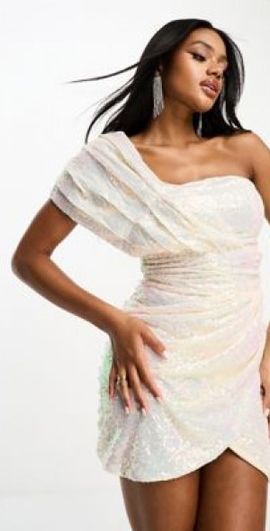 sachin and babi light blue dress Club L London sequin geo print high neck maxi dress in cream main image 1