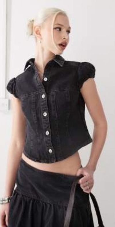 Collusion COLLUSION denim fitted shirt in black - part of a set