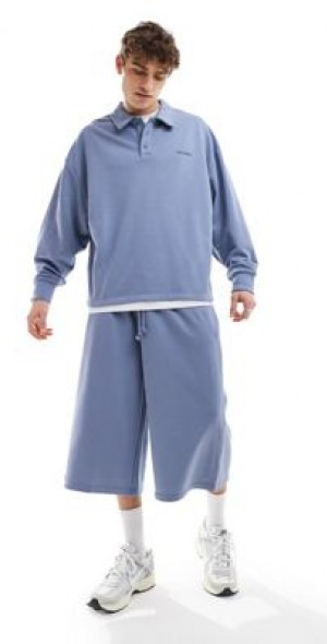 Collusion - COLLUSION longline sweat sweat shorts in blue - part of a set