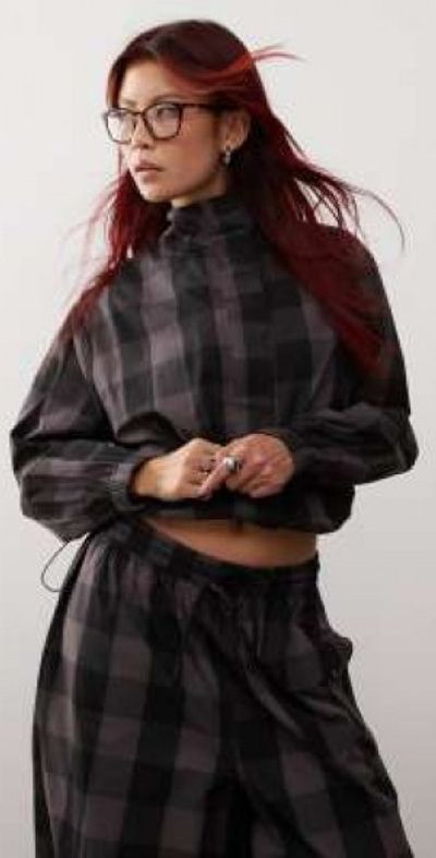 Collusion COLLUSION sporty jacket in gray plaid