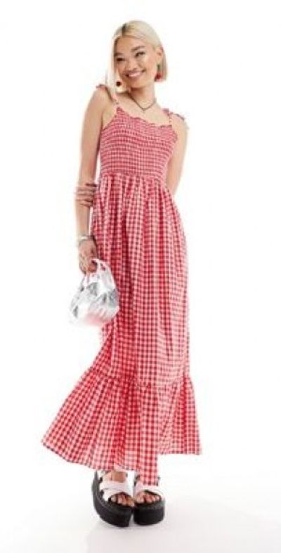 red gingham dress asos ASOS Design - V-neck Mini Dress - Women - Cotton/Polyester - 4 US