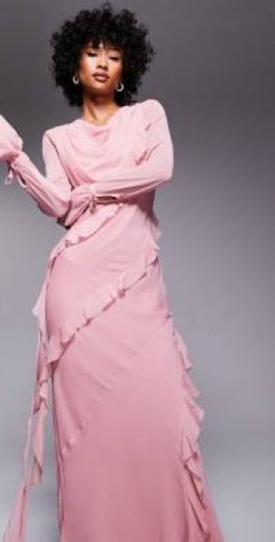 daska chiffon ruffle maxi dress in lemon Daska