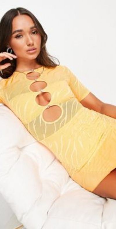open lace back dress Symphony Dress - Mesh Contrast Wrap Mini Dress main image 1