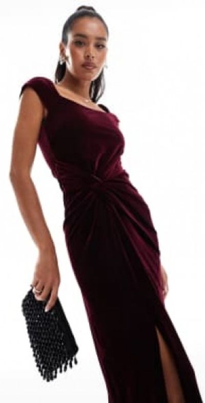 white christmas dresses Strapless Sheer-Waist Long Velvet Prom Dress -PromGirl Dusty Rose / 6 main image 1