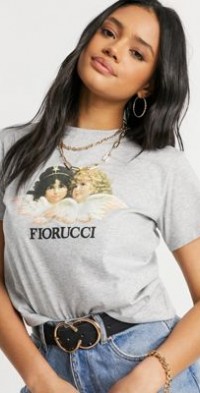 FIORUCCI ITALY MONOGRAM Big Logo Tee Shirt Top Floral Rainbow