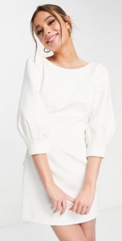 Forever New - Ever New bow back mini dress in ivory-White
