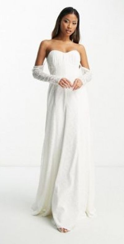 Forever New - Ever New Bridal exclusive off shoulder lace maxi dress in ivory-White Forever New - Ever New Bridal exclusive off shoulder lace maxi dress in ivory-White