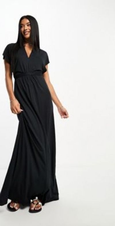 high neck long sleeve black dress Long Sleeve Turtleneck Maxi main image 0