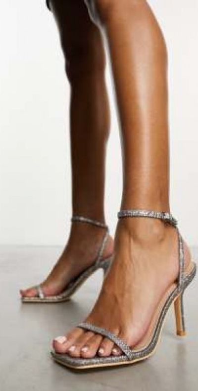 Glamorous Glamorous barely there heeled sandals in silver glitter