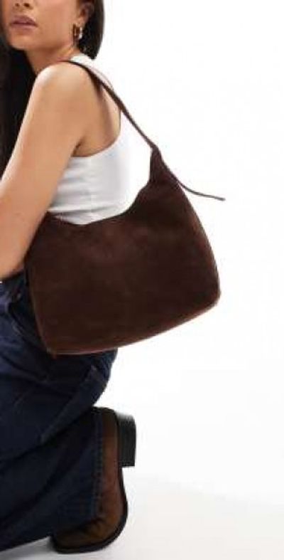Glamorous Glamorous large faux suede shoulder bag in brown